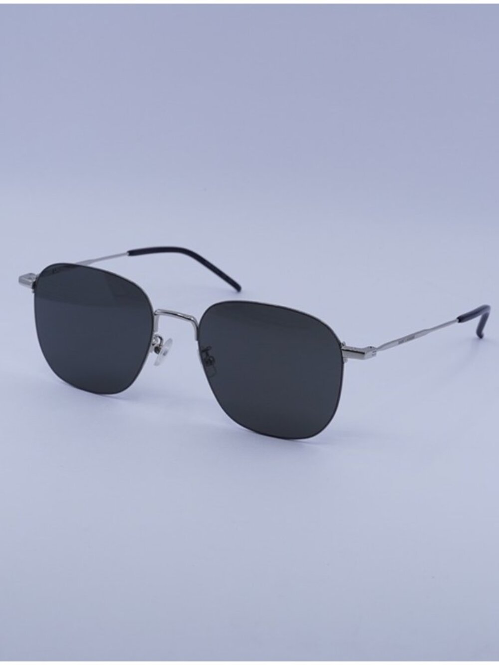 Saint Laurent SL388/K WIRE 001 Sunglasses Silver Rectangle Frame, Grey Lenses